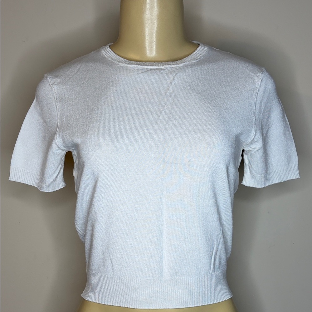 Divided Classic White Short-Sleeve Knit Top Size S - Picture 2 of 5